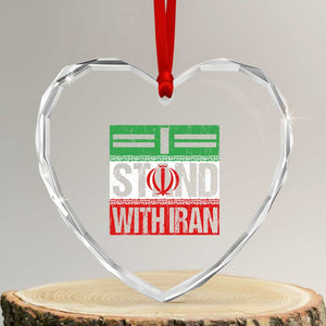 I Stand With Iran Heart Crystal Glass Ornament Iranian People Freedom Protest TS11 Transparent Glass 3'' Heart Print Your Wear