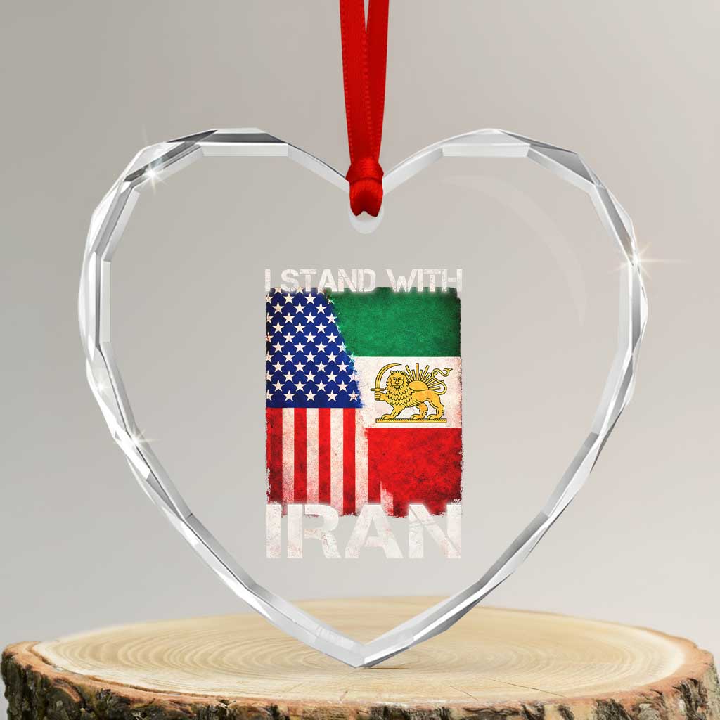 I Stand With Iran Heart Crystal Glass Ornament Persian American Flag USA Persia Lion And Sun Iran TS10 Transparent Glass 3'' Heart Print Your Wear