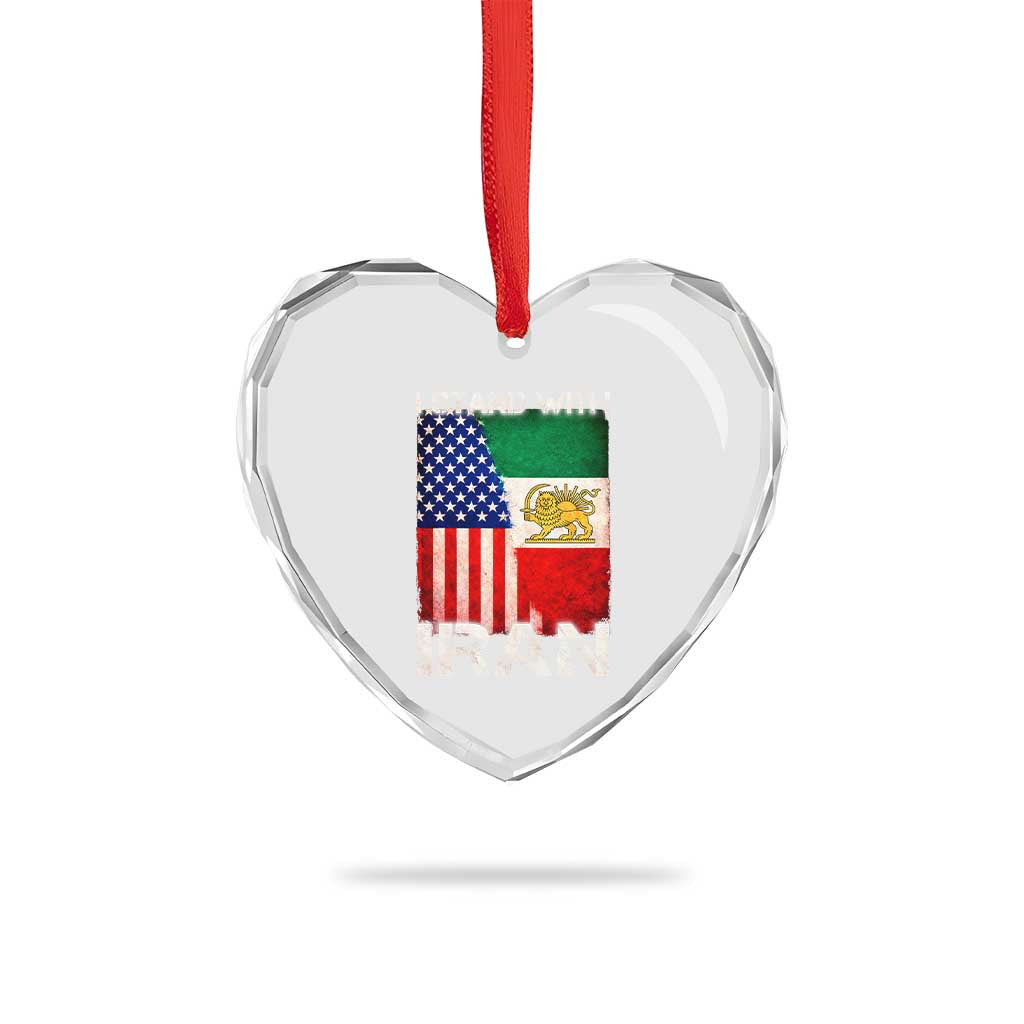 I Stand With Iran Heart Crystal Glass Ornament Persian American Flag USA Persia Lion And Sun Iran TS10 Print Your Wear