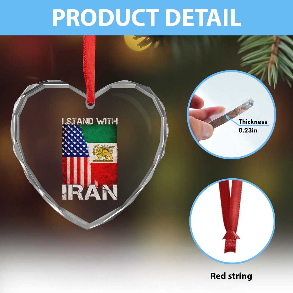 I Stand With Iran Heart Crystal Glass Ornament Persian American Flag USA Persia Lion And Sun Iran TS10 Print Your Wear