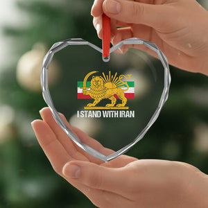 I Stand With Iran Heart Crystal Glass Ornament Shir o Khorshid Lion And Sun Iran Persia TS10 Print Your Wear