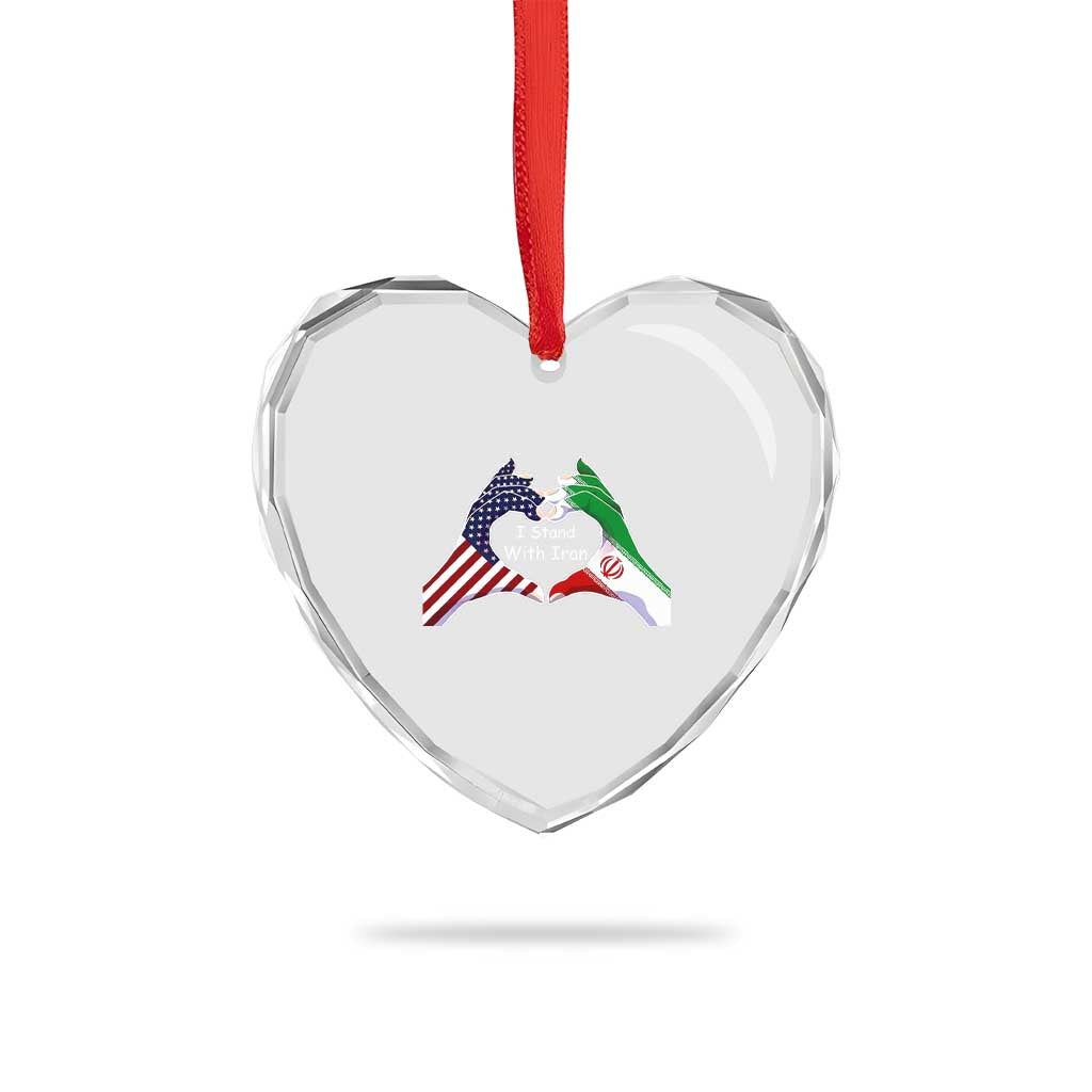 I Stand With Iran Heart Crystal Glass Ornament Support Iranian People For Peace TS12 Print Your Wear