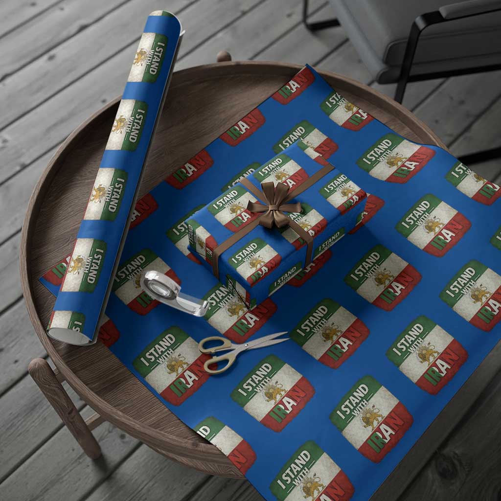 I Stand With Iran Wrapping Paper Roll Free Iran Support Persian Lion Flag TS11 Blue Print Your Wear