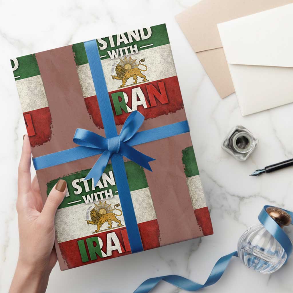 I Stand With Iran Wrapping Paper Roll Free Iran Support Persian Lion Flag TS11 Mocha Print Your Wear
