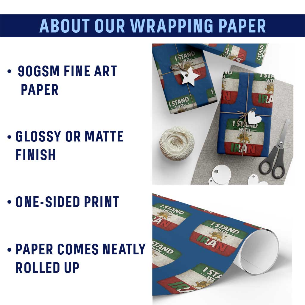 I Stand With Iran Wrapping Paper Roll Free Iran Support Persian Lion Flag TS11 Print Your Wear