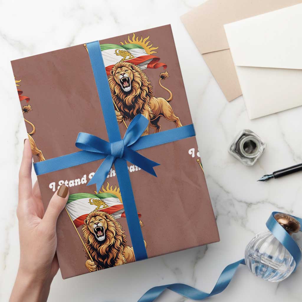 I Stand With Iran Wrapping Paper Roll Freedom Lion Patriotic Resistance Gift TS12 Mocha Print Your Wear