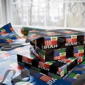 I Stand With Iran Wrapping Paper Roll Persian American Flag USA Persia Lion And Sun Iran TS10 Black Print Your Wear