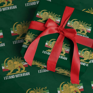 I Stand With Iran Wrapping Paper Roll Shir o Khorshid Lion And Sun Iran Persia TS10 Green Print Your Wear