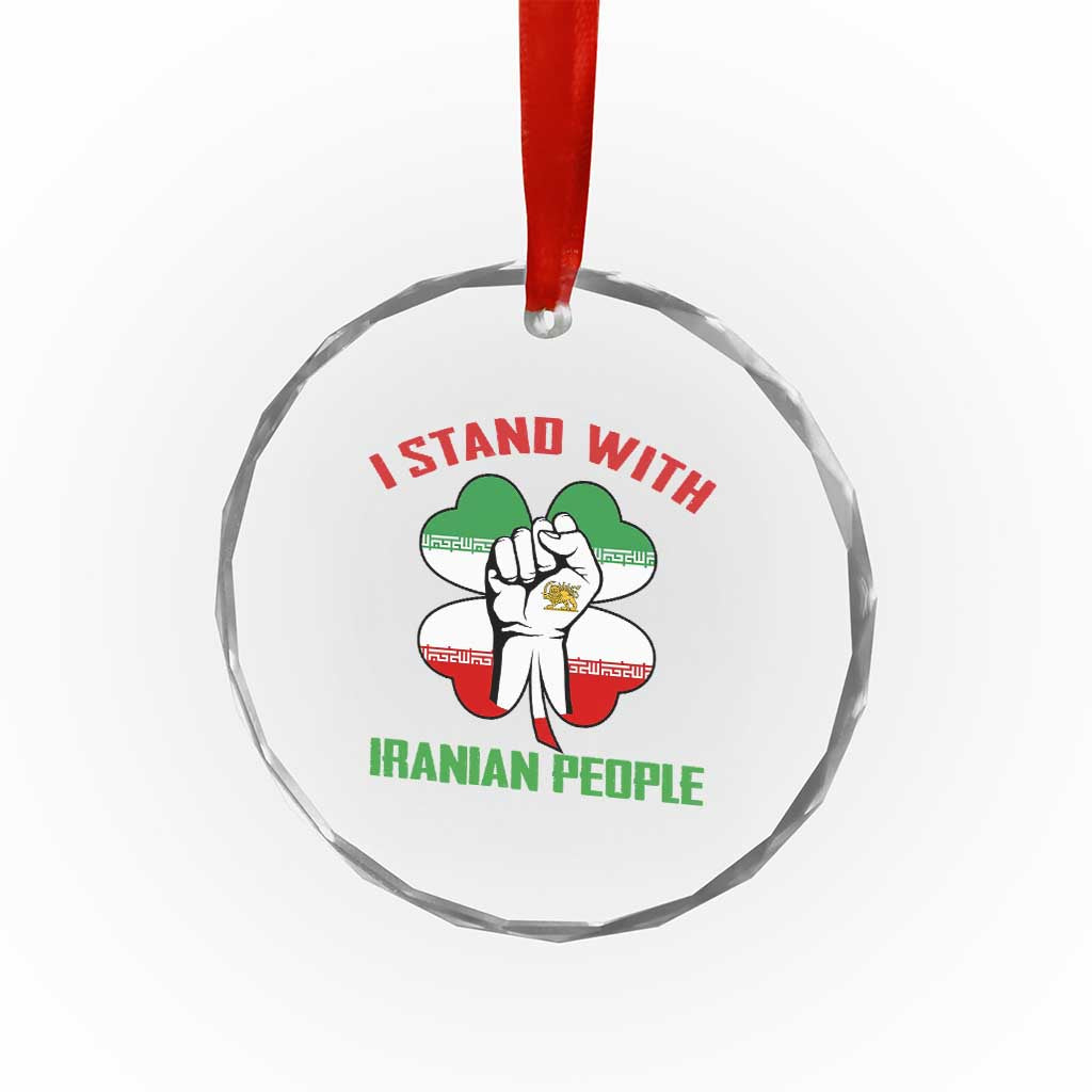 I Stand With Iranian People Freedom Supporters Crystal Glass Ornament Raised Fist Persian Flag Iran Revolution TS02 Print Your Wear