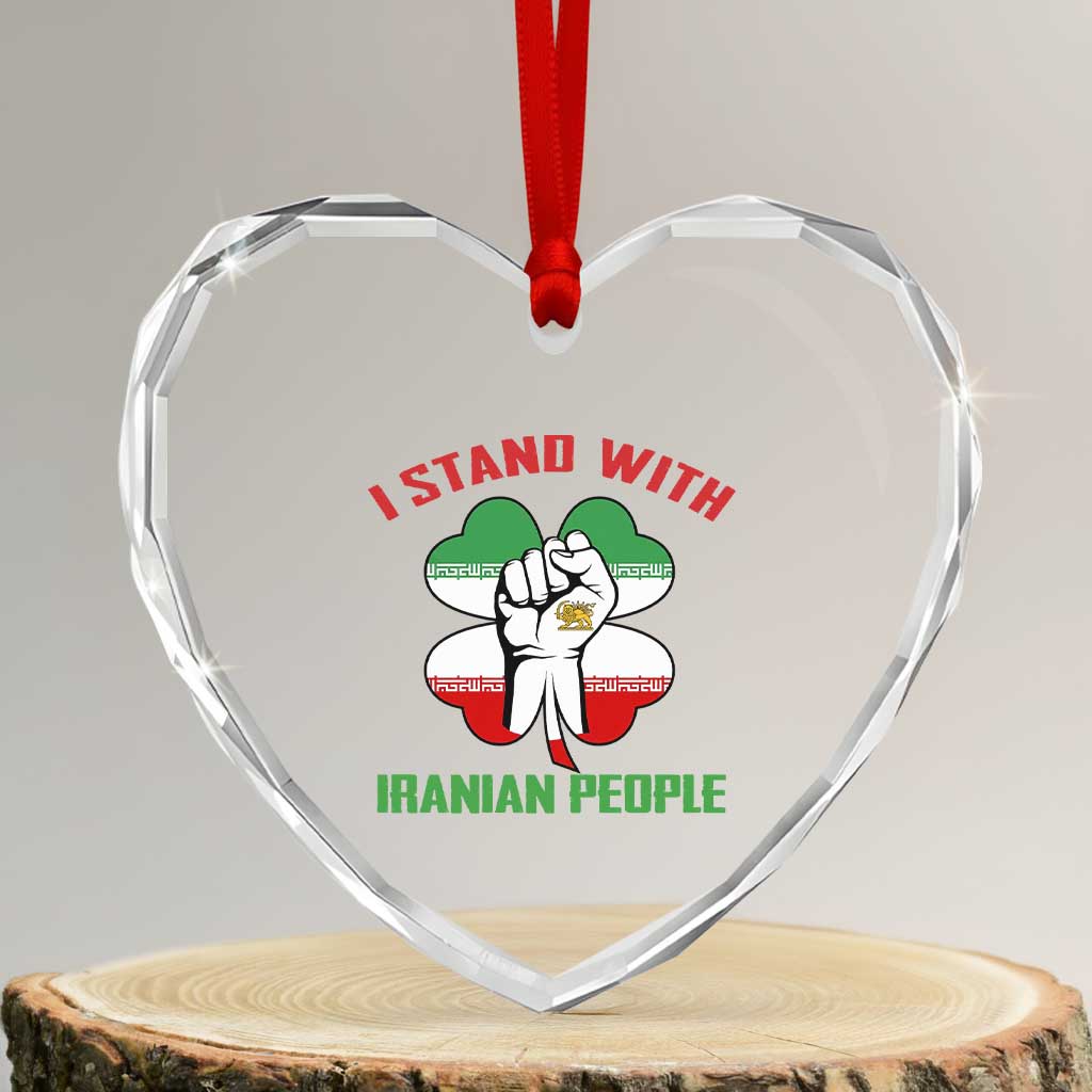 I Stand With Iranian People Freedom Supporters Heart Crystal Glass Ornament Raised Fist Persian Flag Iran Revolution TS02 Transparent Glass 3'' Heart Print Your Wear