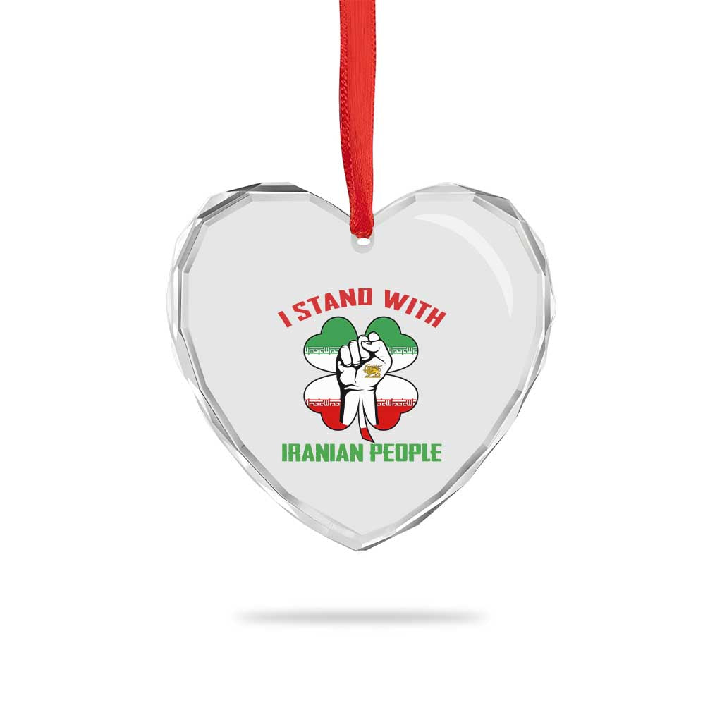 I Stand With Iranian People Freedom Supporters Heart Crystal Glass Ornament Raised Fist Persian Flag Iran Revolution TS02 Print Your Wear
