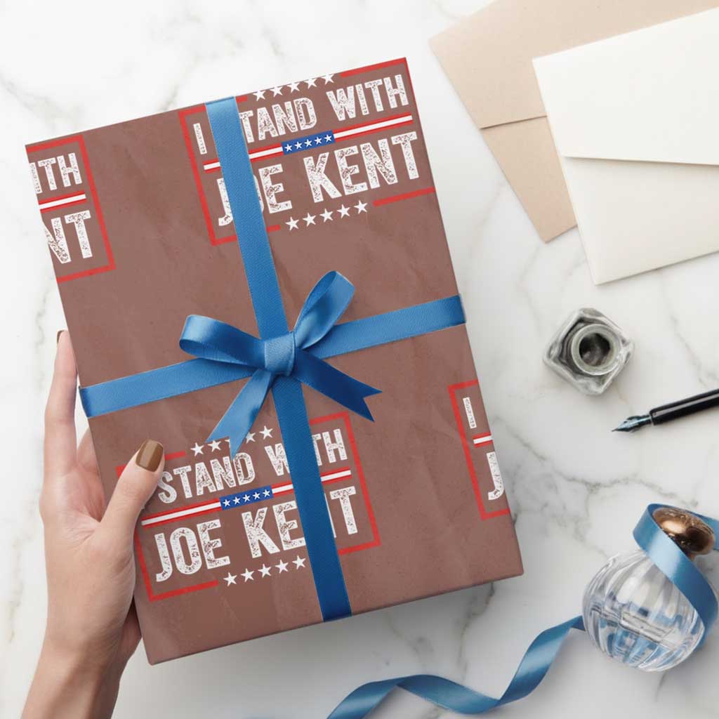 I Stand With Joe Kent Patriotic Support Wrapping Paper Roll American Flag Political Statement TS02 Mocha Print Your Wear