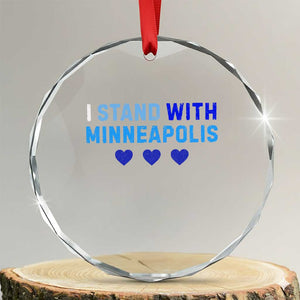 I Stand With Minneapolis Crystal Glass Ornament Blue Heart Solidarity Support Minnesota Strong TS02 Transparent Glass 3'' Circle Print Your Wear