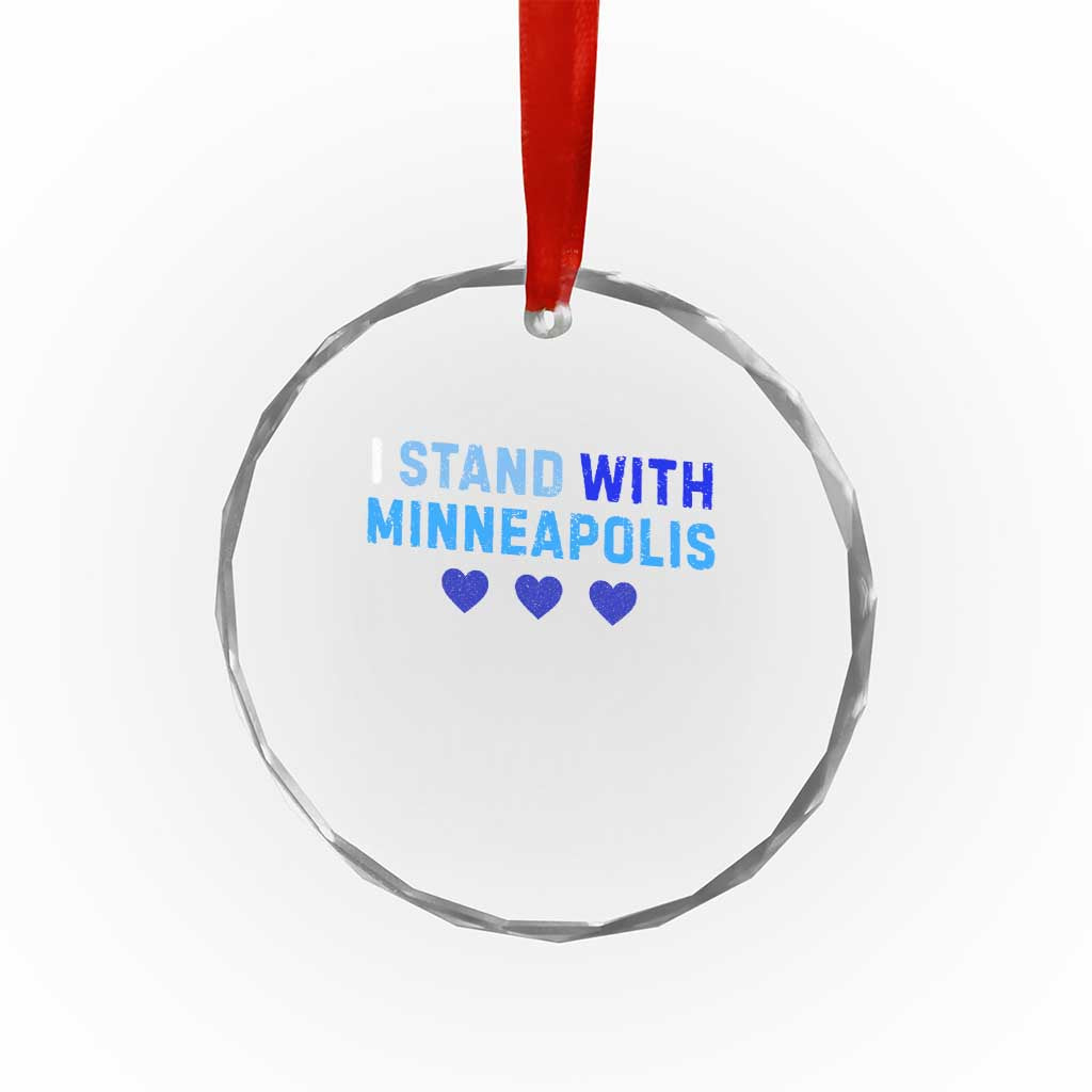 I Stand With Minneapolis Crystal Glass Ornament Blue Heart Solidarity Support Minnesota Strong TS02 Print Your Wear