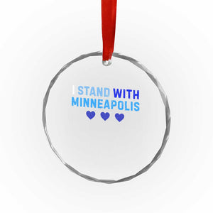 I Stand With Minneapolis Crystal Glass Ornament Blue Heart Solidarity Support Minnesota Strong TS02 Print Your Wear