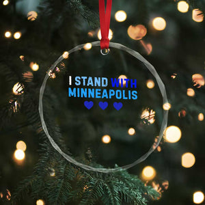 I Stand With Minneapolis Crystal Glass Ornament Blue Heart Solidarity Support Minnesota Strong TS02 Print Your Wear
