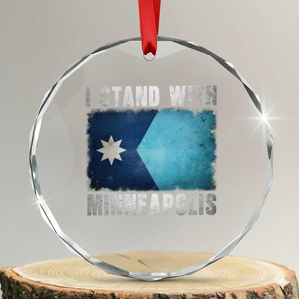 I Stand With Minneapolis Crystal Glass Ornament Social Justice and Immigration Protest MN Flag TS11 Transparent Glass 3'' Circle Print Your Wear