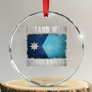 I Stand With Minneapolis Crystal Glass Ornament Social Justice and Immigration Protest MN Flag TS11 Transparent Glass 3'' Circle Print Your Wear