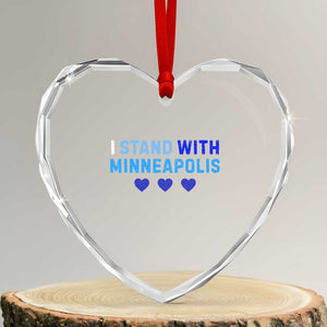 I Stand With Minneapolis Heart Crystal Glass Ornament Blue Heart Solidarity Support Minnesota Strong TS02 Transparent Glass 3'' Heart Print Your Wear