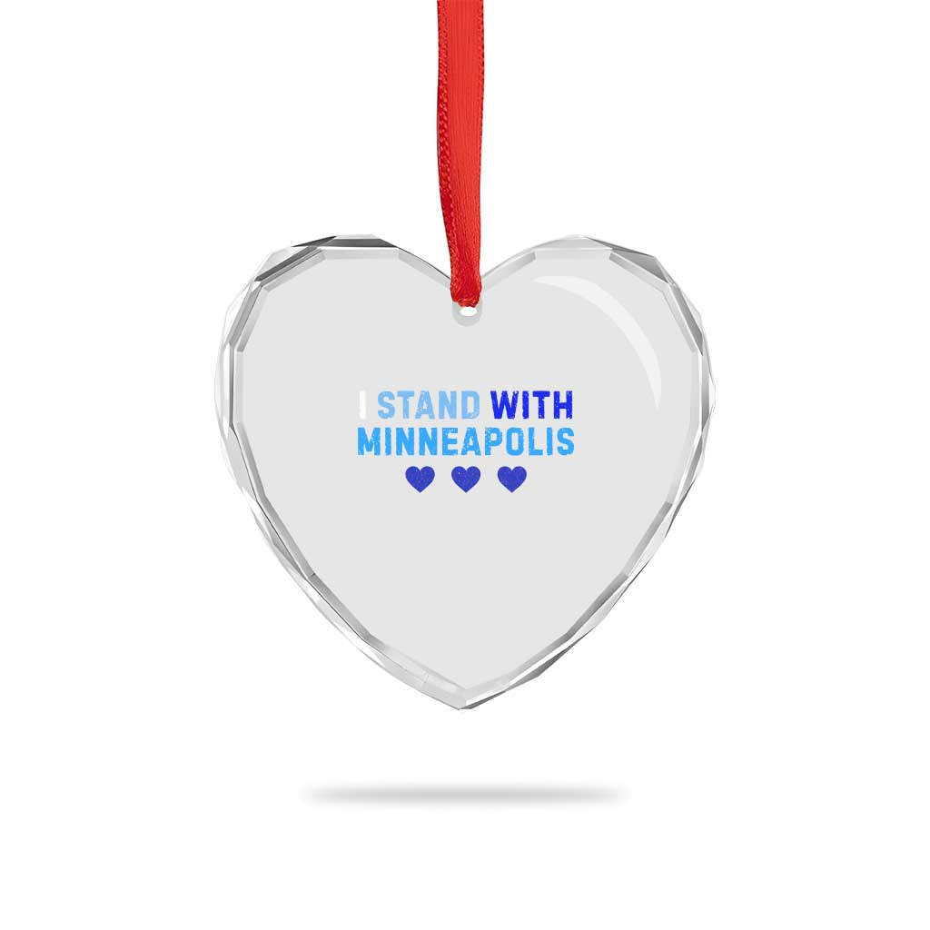I Stand With Minneapolis Heart Crystal Glass Ornament Blue Heart Solidarity Support Minnesota Strong TS02 Print Your Wear