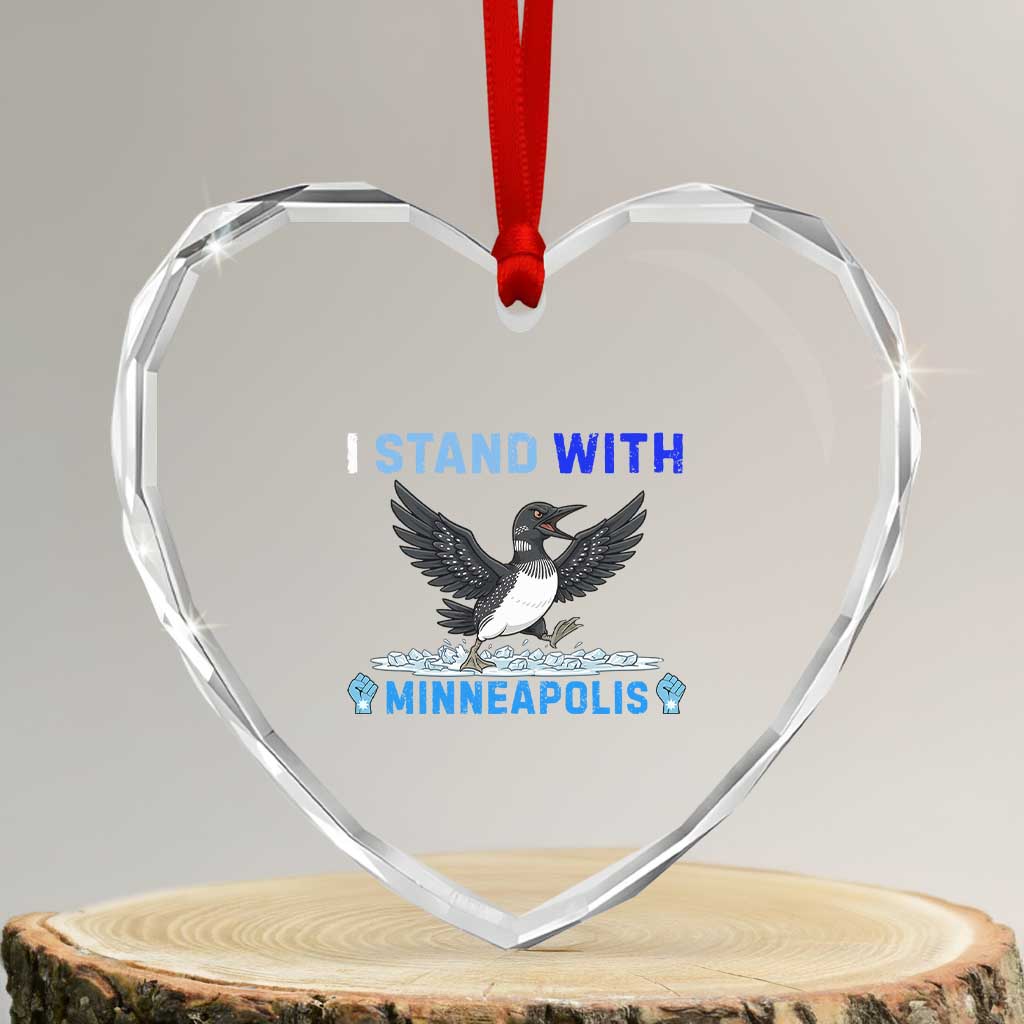 I Stand With Minneapolis Heart Crystal Glass Ornament Loon Minnesota Resist Anti ICE Immigration Protest TS14 Transparent Glass 3'' Heart Print Your Wear