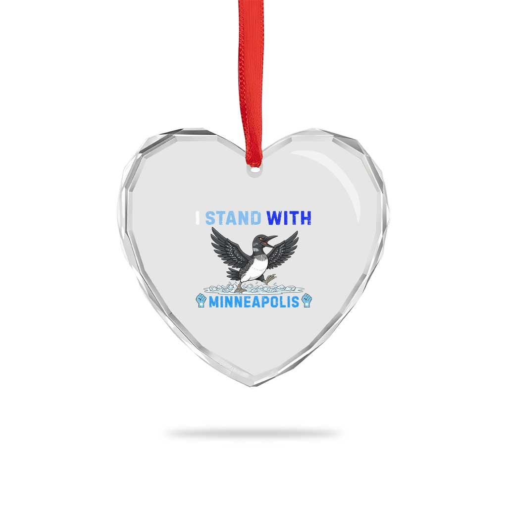 I Stand With Minneapolis Heart Crystal Glass Ornament Loon Minnesota Resist Anti ICE Immigration Protest TS14 Print Your Wear