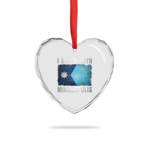 I Stand With Minneapolis Heart Crystal Glass Ornament Social Justice and Immigration Protest MN Flag TS11 Print Your Wear