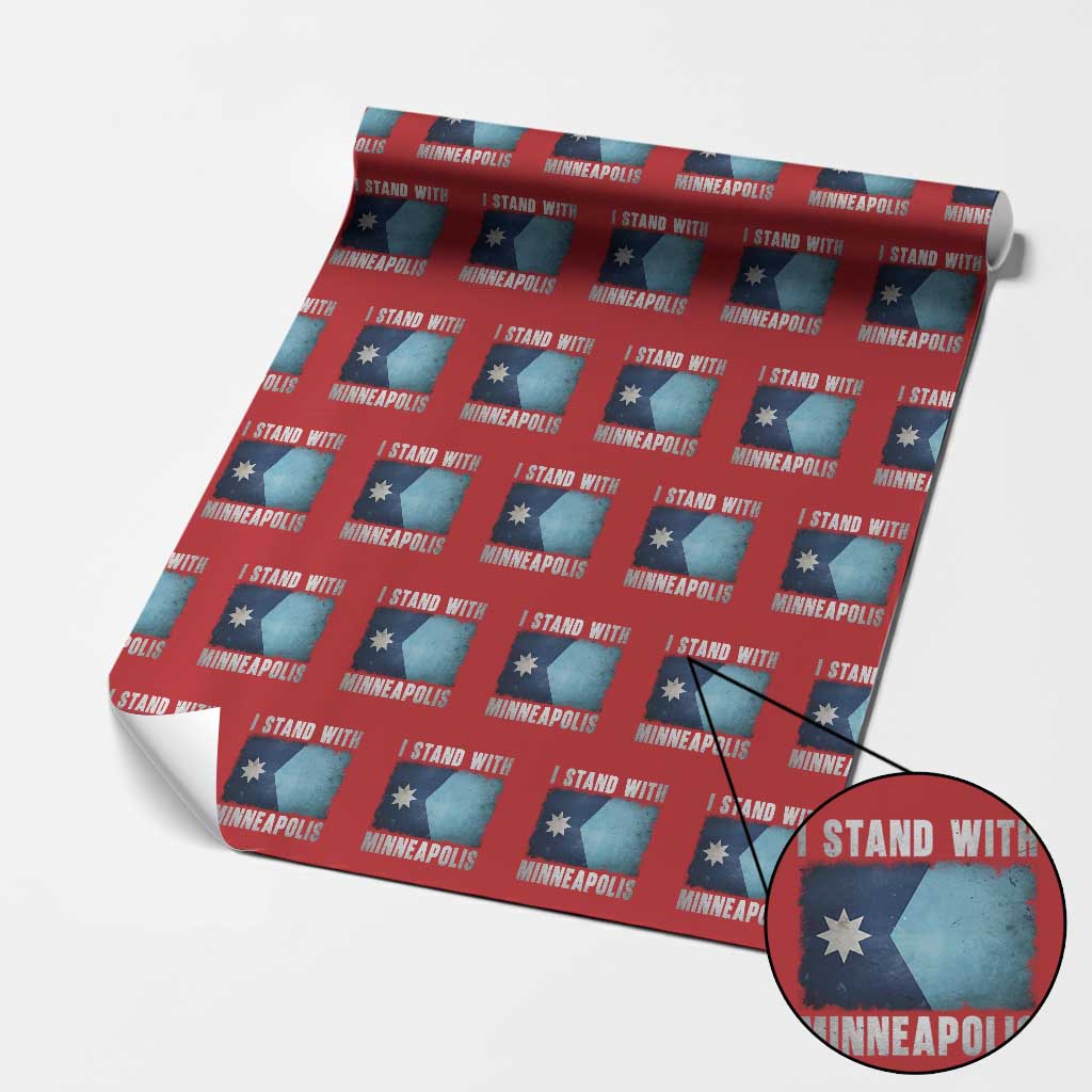 I Stand With Minneapolis Wrapping Paper Roll Social Justice and Immigration Protest MN Flag TS11 Red Print Your Wear