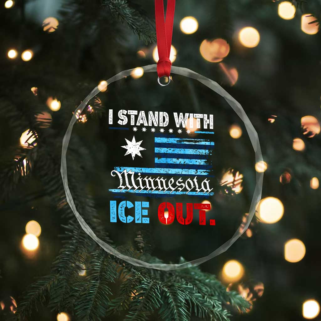 I Stand With Minnesota Crystal Glass Ornament Minnesota Flag Anti ICE Immigration Protest TS14 Print Your Wear