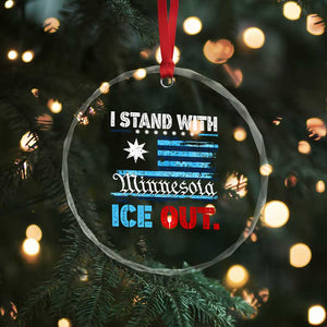 I Stand With Minnesota Crystal Glass Ornament Minnesota Flag Anti ICE Immigration Protest TS14 Print Your Wear