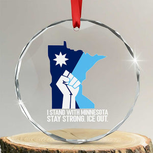 I Stand With Minnesota Crystal Glass Ornament Minnesota Flag Anti ICE Immigration Protest Resist TS14 Transparent Glass 3'' Circle Print Your Wear