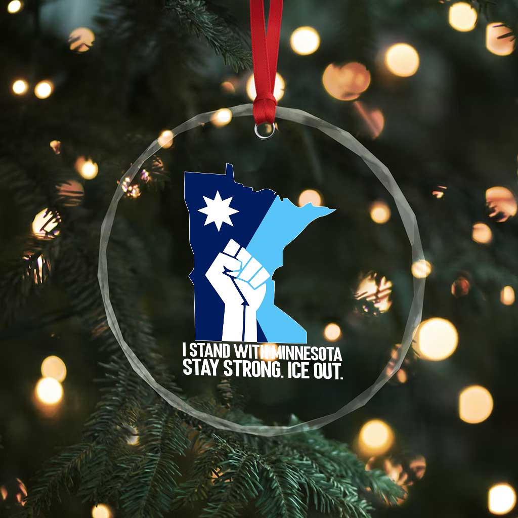 I Stand With Minnesota Crystal Glass Ornament Minnesota Flag Anti ICE Immigration Protest Resist TS14 Print Your Wear