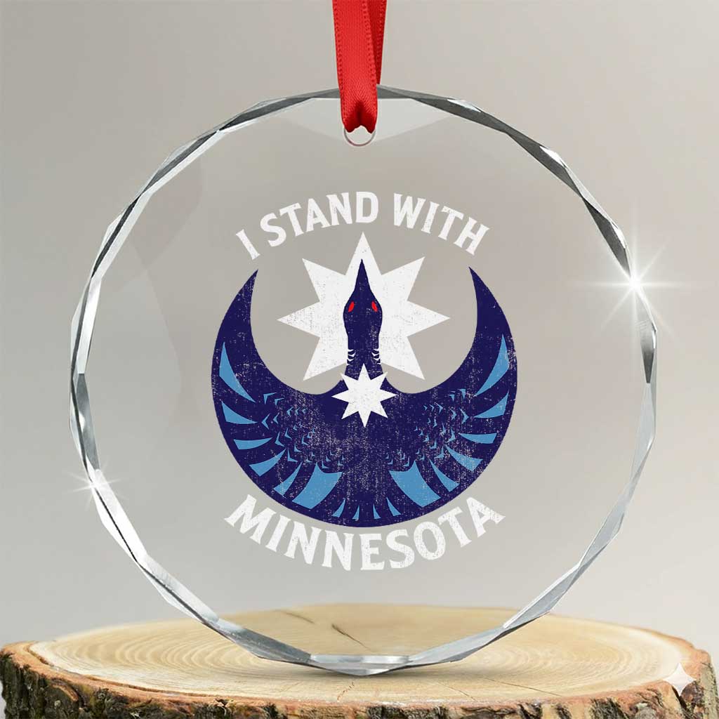 I Stand With Minnesota Crystal Glass Ornament Rebel Common Loon Minnesota Protest TS11 Transparent Glass 3'' Circle Print Your Wear