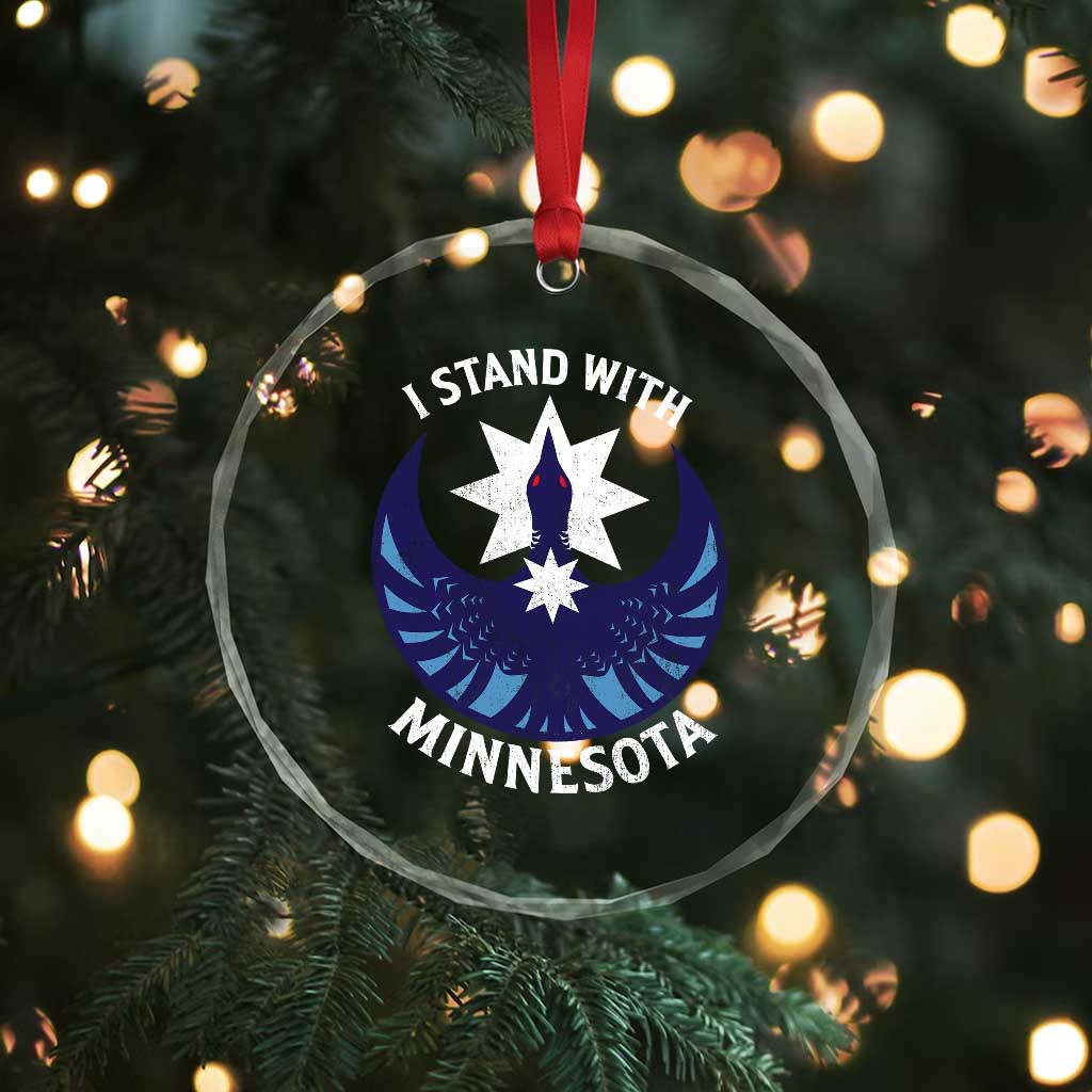 I Stand With Minnesota Crystal Glass Ornament Rebel Common Loon Minnesota Protest TS11 Print Your Wear