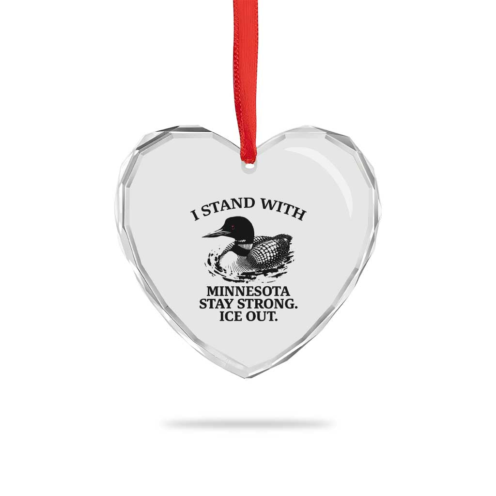 I Stand With Minnesota Heart Crystal Glass Ornament Minnesota Anti ICE Immigration Protest TS14 Print Your Wear
