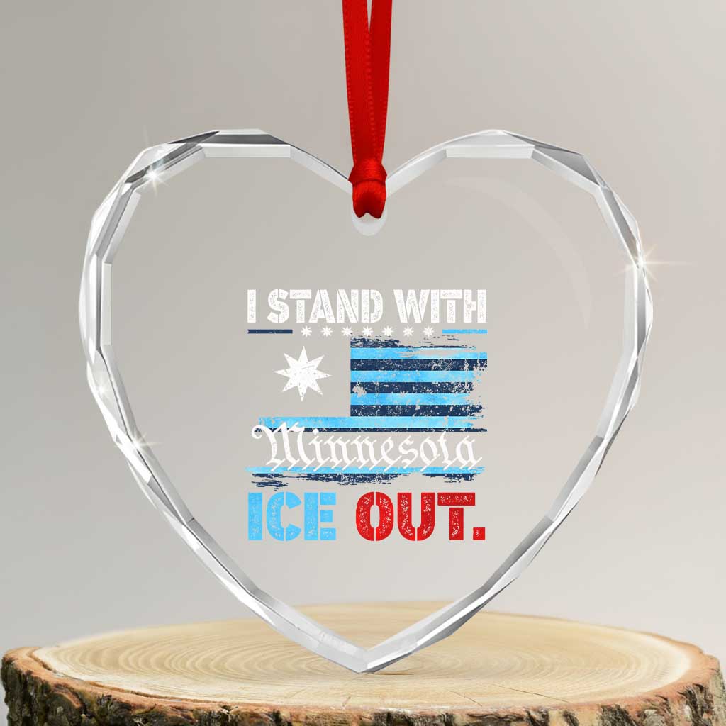 I Stand With Minnesota Heart Crystal Glass Ornament Minnesota Flag Anti ICE Immigration Protest TS14 Transparent Glass 3'' Heart Print Your Wear