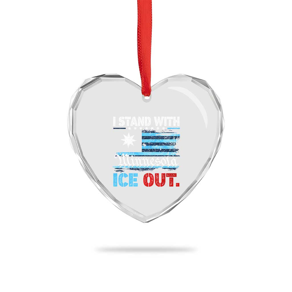 I Stand With Minnesota Heart Crystal Glass Ornament Minnesota Flag Anti ICE Immigration Protest TS14 Print Your Wear