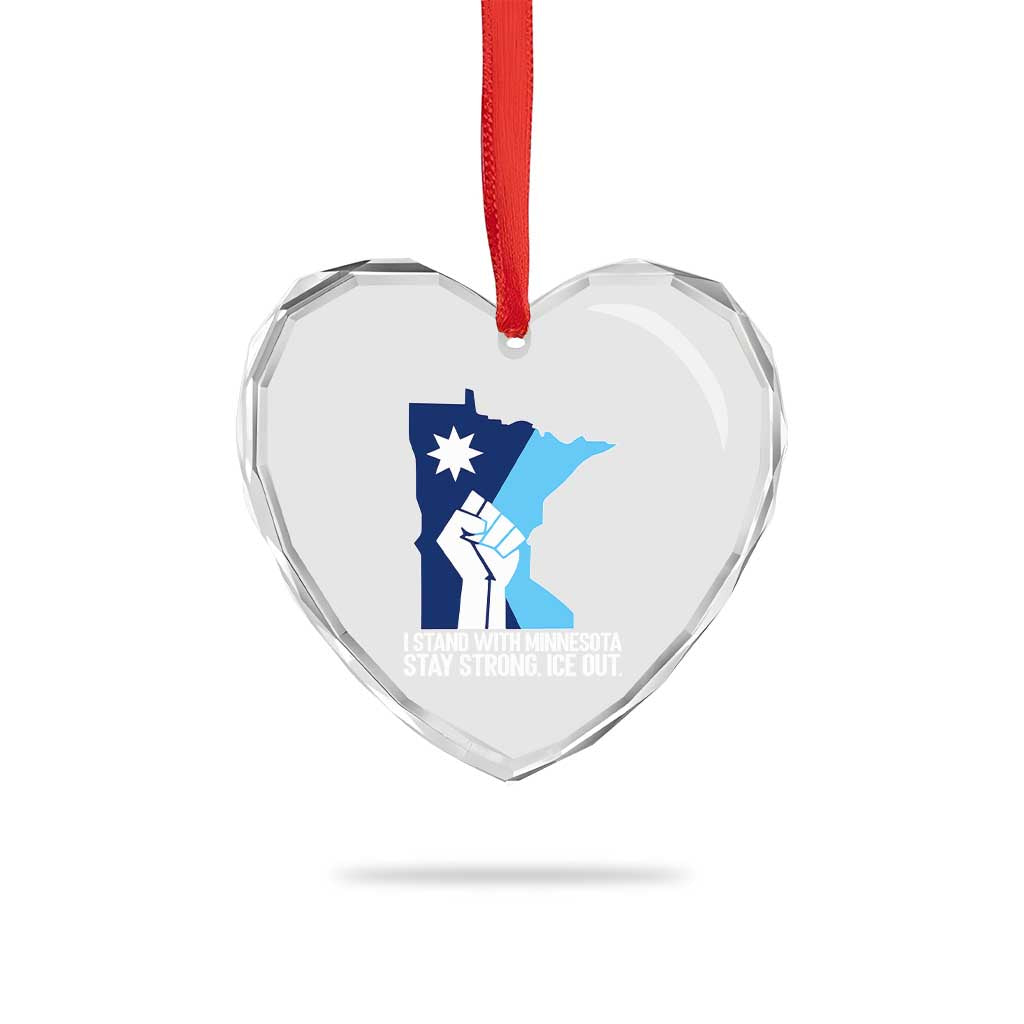 I Stand With Minnesota Heart Crystal Glass Ornament Minnesota Flag Anti ICE Immigration Protest Resist TS14 Print Your Wear