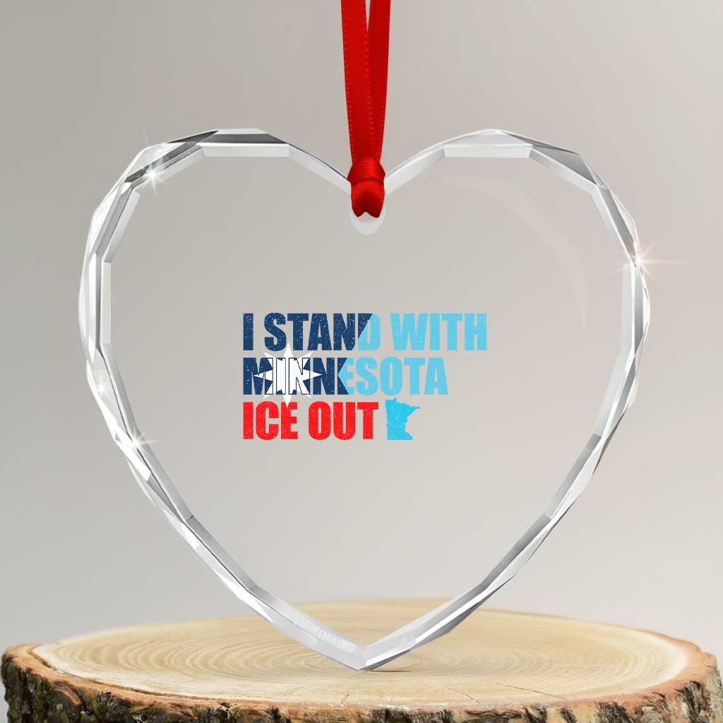 I Stand With Minnesota Heart Crystal Glass Ornament Minnesota Resist Anti ICE Immigration Protest TS14 Transparent Glass 3'' Heart Print Your Wear