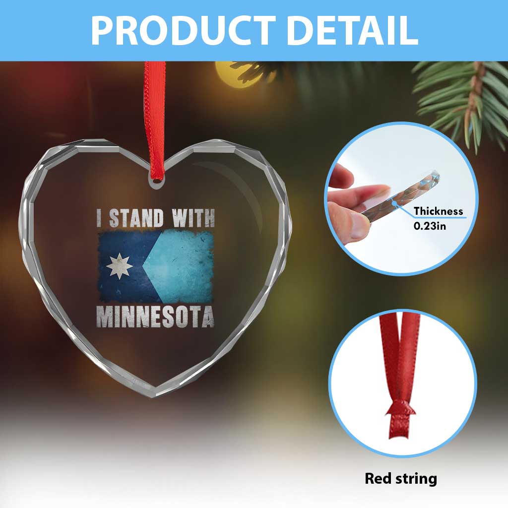 I Stand With Minnesota Heart Crystal Glass Ornament MN State Support Political Protest TS11 Print Your Wear