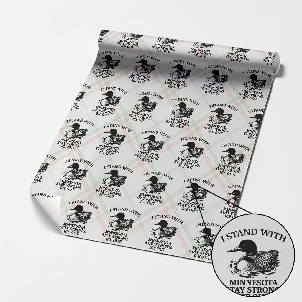 I Stand With Minnesota Wrapping Paper Roll Minnesota Anti ICE Immigration Protest TS14 Christmas Plaid Print Your Wear