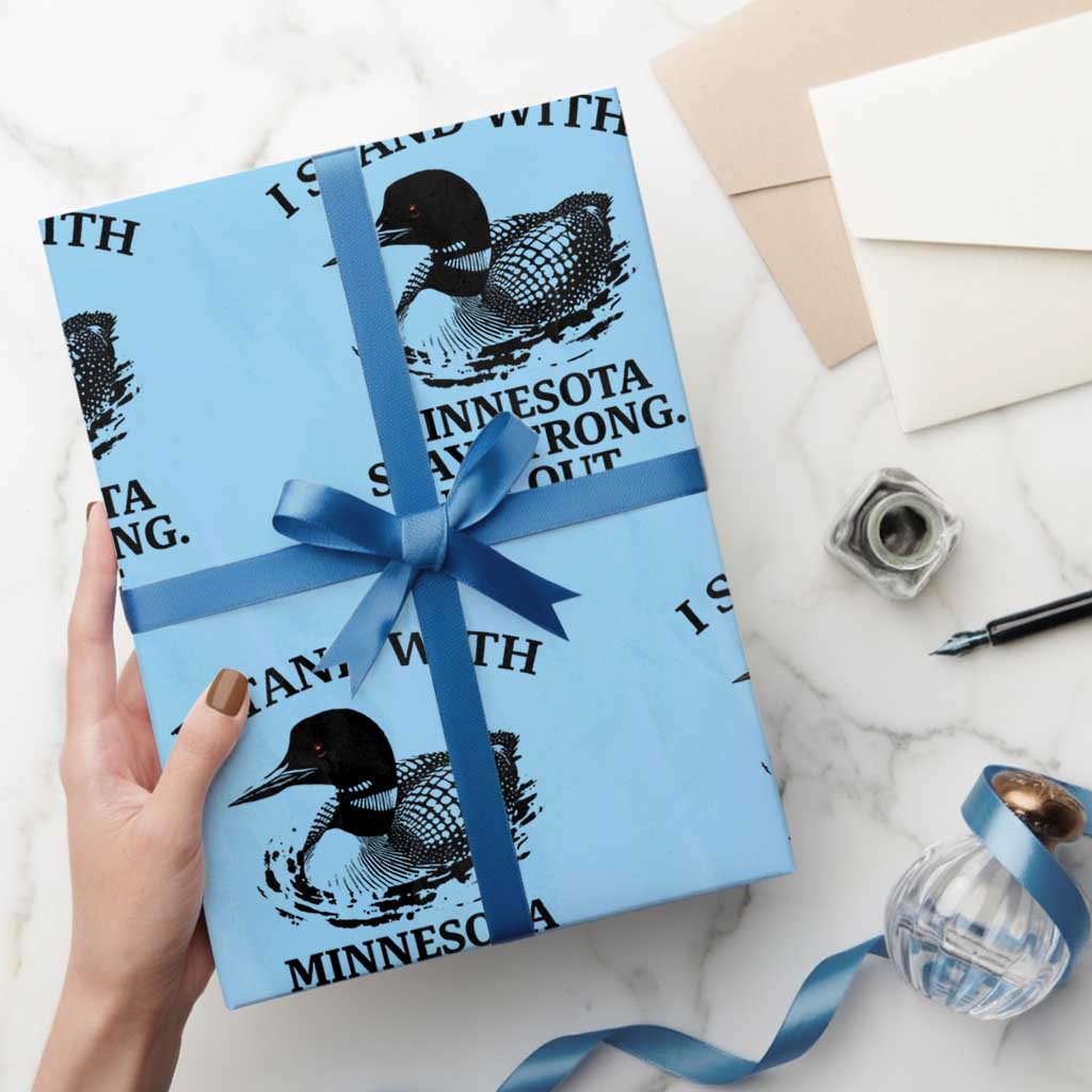 I Stand With Minnesota Wrapping Paper Roll Minnesota Anti ICE Immigration Protest TS14 Light Blue Print Your Wear