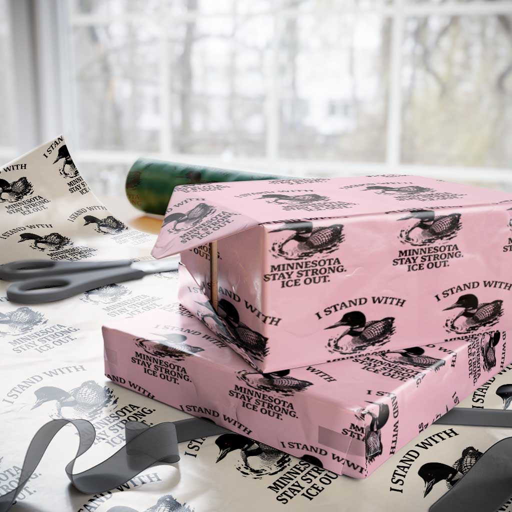I Stand With Minnesota Wrapping Paper Roll Minnesota Anti ICE Immigration Protest TS14 Light Pink Print Your Wear