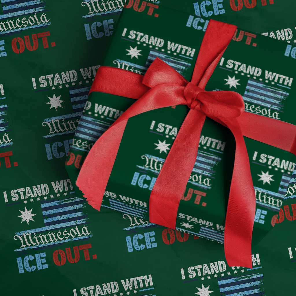I Stand With Minnesota Wrapping Paper Roll Minnesota Flag Anti ICE Immigration Protest TS14 Green Print Your Wear