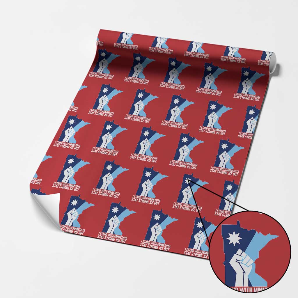 I Stand With Minnesota Wrapping Paper Roll Minnesota Flag Anti ICE Immigration Protest Resist TS14 Red Print Your Wear