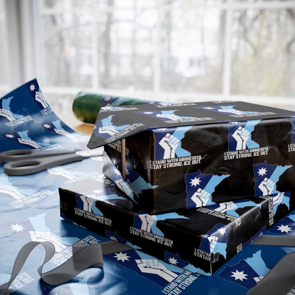 I Stand With Minnesota Wrapping Paper Roll Minnesota Flag Anti ICE Immigration Protest Resist TS14 Black Print Your Wear