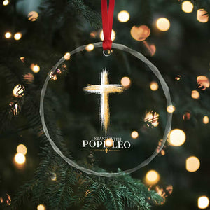I Stand With Pope Leo Brushstroke Cross Crystal Glass Ornament Religious Christian Witness TS02 Print Your Wear