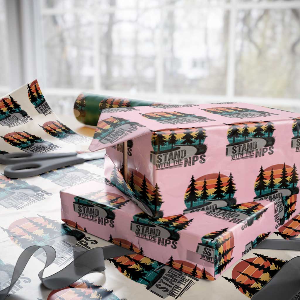I Stand With The NPS Wrapping Paper Roll National Park Support Park Rangers TS02 Light Pink Print Your Wear