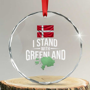 Denmark I Stand With Greenland Crystal Glass Ornament Danish Flag and Map Unity Support Protest TS02 Transparent Glass 3'' Circle Print Your Wear