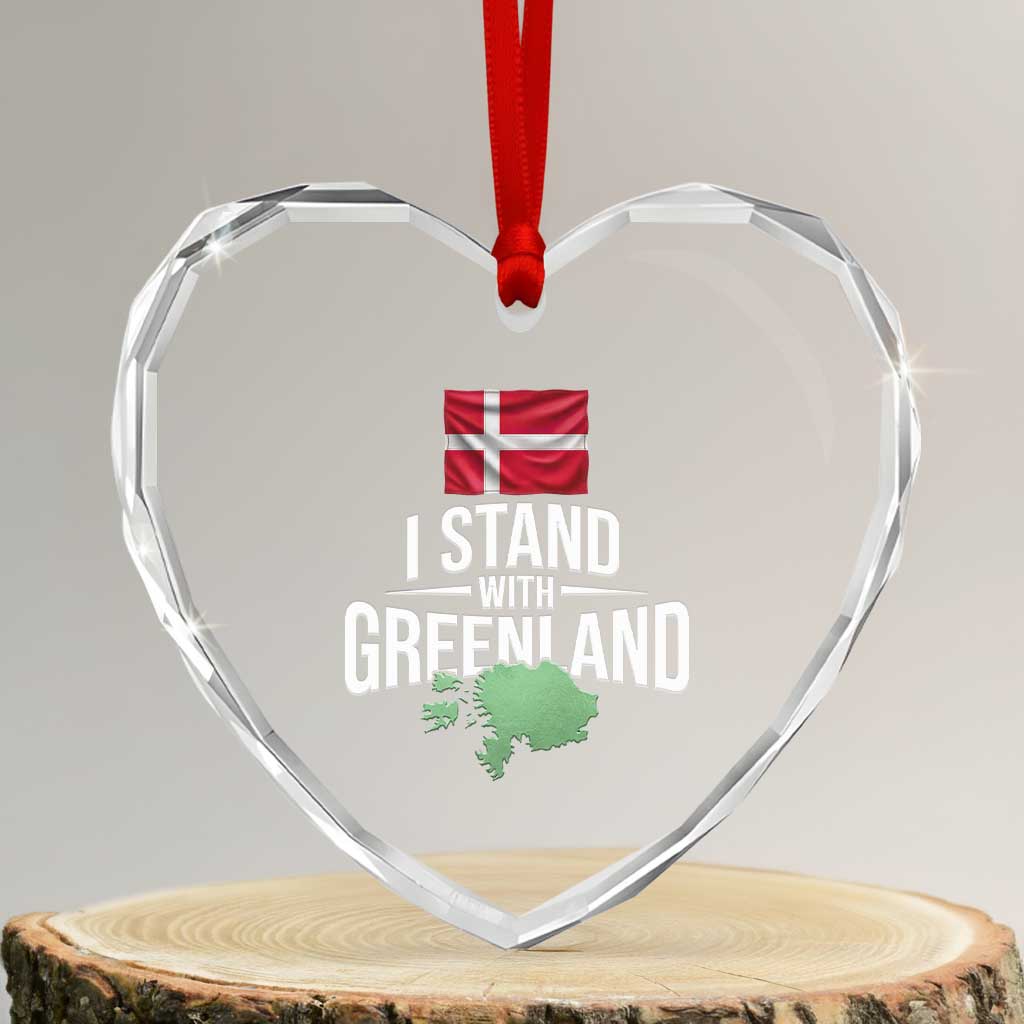 Denmark I Stand With Greenland Heart Crystal Glass Ornament Danish Flag and Map Unity Support Protest TS02 Transparent Glass 3'' Heart Print Your Wear